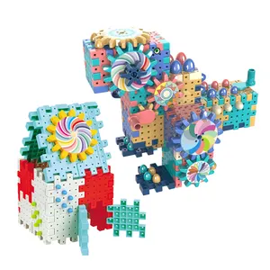 Kids 140PCS DIY educational small plastic gear rotating blocks building set toy