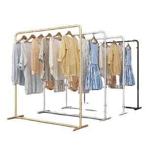 Perchero de <span class=keywords><strong>Ropa</strong></span> Colgante Dorado Personalizado, Exhibidores de <span class=keywords><strong>Ropa</strong></span> Metálicos, Estantes de Exhibición de Prendas, Perchero de Pared para Tiendas Minoristas - Product Image 1
