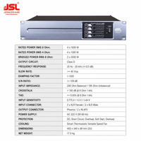 4 Kanallı D Sınıfı Güç Amplifikatörü 4x1000W 4x1500W 2x3000W 2U Profesyonel Ses Amplifikatörü Susturma 1000 SNR 109dB Canlı Ses için