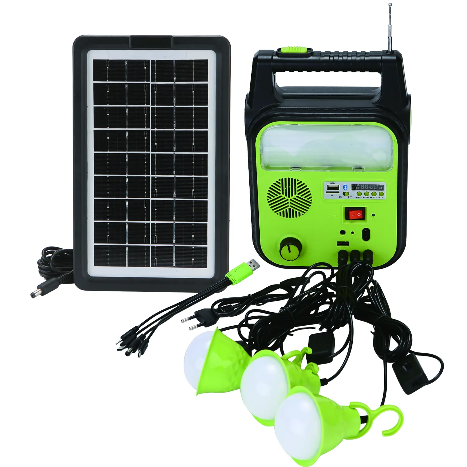 DT-9012B DAT portable led lighting with fm radio features support dimming solar lighting system for indoor