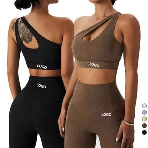 Schnelle Lieferung – One-Shoulder-Halter-Top, Eng Anliegendes, Kurzes Oberteil und Leggings – Maßgeschneiderte Fitnessbekleidung, Sportbekleidung, Yoga-BH und Hosen-Set - Product Image 1