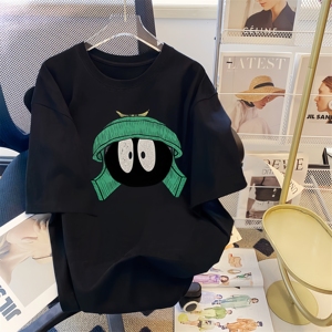 T-shirt en coton <span class=keywords><strong>pour</strong></span> <span class=keywords><strong>femme</strong></span>, coupe ample, décontracté, imprimé dessin animé mignon, col rond, grande taille, manches courtes, été - Product Image 6