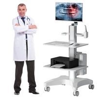 Prix de gros de meubles hospitaliers chariot médical avec scanner oral ordinateur portable et 2 plateaux pour clinique