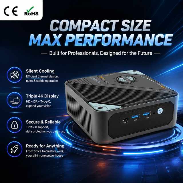 Professional Intel Ultra 9 285H Mini PC Dual PCIe 4.0 NVMe WIFI6E 2.5G 2.5 SATA3/SSD Windows License for Industrial Computing