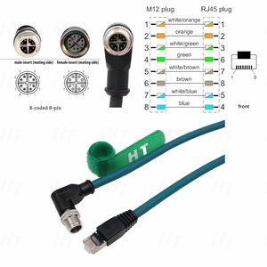 Cable Ethernet HangTon M12 con Codificación X de 8 Pines en Ángulo a RJ45 Cat7e Gigabit para Sensor de Visión, Cámara y Red - Product Image 3