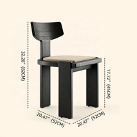 Chaise Wabi Sabi Chaises de salle à manger rembourrées en bois noir Chaise d'appoint minimaliste simple Chaise de restaurant