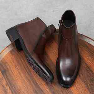 Botas de Hombre con Punta en Pico y Plataforma, Estilo Británico, de Cuero Genuino, Casuales de Negocios, Botines Modernos para Motocicleta - Product Image 5