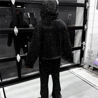 Logo personnalisé Rhinestone Glitter Stone Half Zip Up Survêtement Bling Diamond Transfer Pantalons de survêtement pour hommes Unisex Plus Size Men's Sets