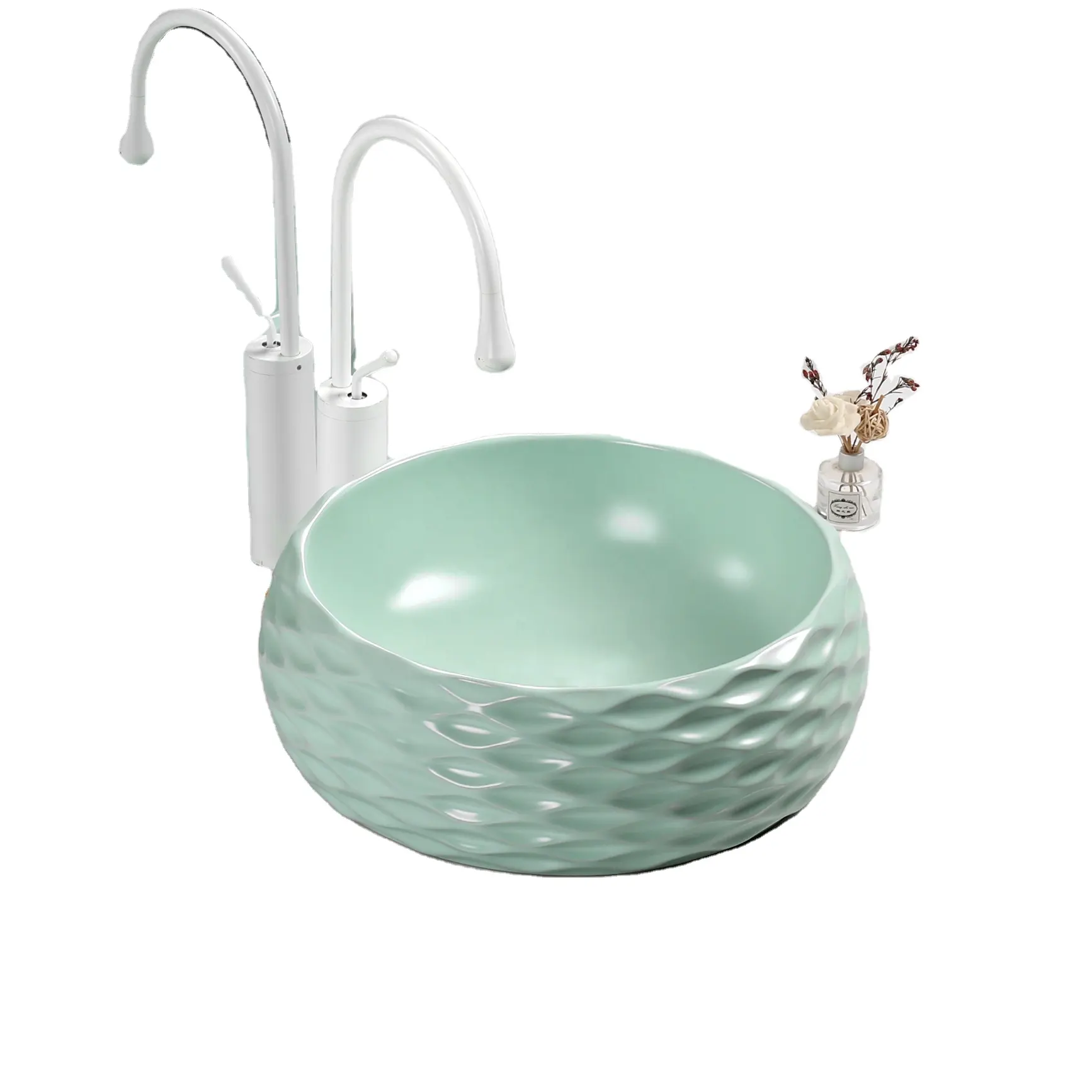 E-bell 8788-8/9 ручной работы матовая зеленая раковина круглой формы с дизайном для ванной комнаты