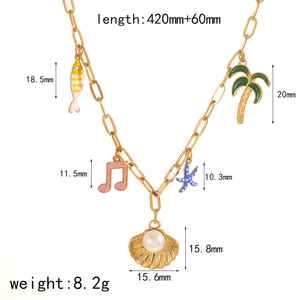 สร้อยคอสแตนเลสสตีลลายเปลือกหอยรูปโลมา ชุบทอง 18k สำหรับผู้หญิง เครื่องประดับแฟชั่น - Product Image 4