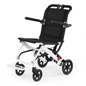 Fauteuil roulant manuel blanc avec siège et dossier noirs, pliable, léger, aide à la mobilité pour les personnes âgées - Product Image 3