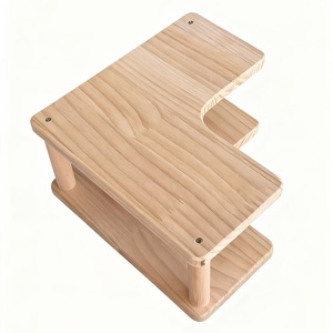 Étagère de rangement d'angle pour bureau, organisateur en bois à 3 niveaux pour tasses, ustensiles de cuisine, bureau, type sur pied, forme rectangulaire - Product Image 3