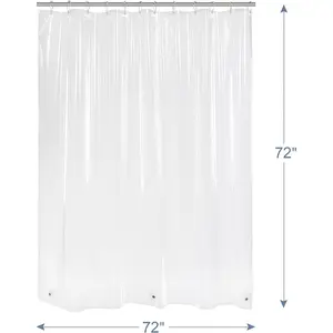 Custom 72x72 Inches Washable Hotel Shower Curtain Waterproof Plastic Shower Liner Clear PEVA Shower Curtains For Bathroom