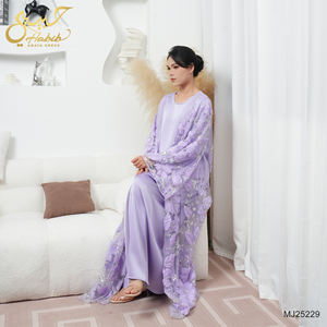 EID ramazan Habib mor boncuklu Abaya Femmes Robe Musulmane toptan lüks 2 parça Abaya üreticileri - Product Image 4