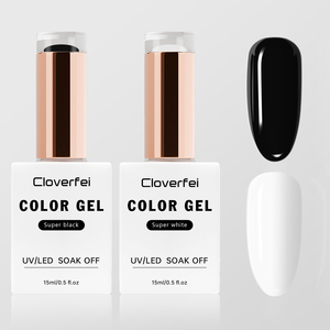 <span class=keywords><strong>Vernis</strong></span> <span class=keywords><strong>à</strong></span> ongles en gel UV <span class=keywords><strong>semi</strong></span>-<span class=keywords><strong>permanent</strong></span> super noir et blanc <span class=keywords><strong>à</strong></span> haute pigmentation pour manucure française - Product Image 5