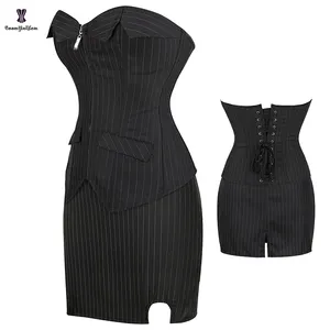 High Quality Wholesale China Manufacturer Skinny Backless Gothic Dress Women Office Suit Pin Stripe Black Corset Top