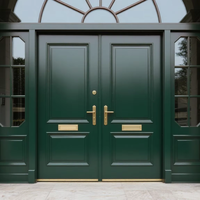 Porte d'entrée principale en fer forgé de style européen personnalisée, sécurisée, à arche, simple et double