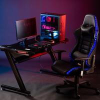 Meja Gaming Logam dengan Lampu RGB dan Remote Control, Desain Ergonomis yang Dapat Disesuaikan untuk Penggunaan di Rumah, Kantor, dan Komputer