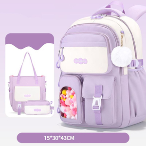 New Fashion and Simple Three-piece Schoolbag Students Large Capacity Portable Easy Storage <b>Waterproof</b> <b>Backpack</b> - Product Image 6