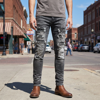 Jeans en denim pour hommes, pantalon streetwear de haute qualité, jeans déchirés pour hommes, jeans de qualité