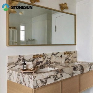 Мраморная раковина StoneSun Calacatta Viola для ванной комнаты, настенная, прямоугольная, для декора туалетной комнаты - Product Image 4