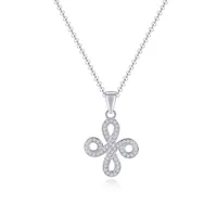 2020 Fashion Design Simple Trendy Four Leaf Flower Crystal Rhinestone K Gold Plating 925 Silver Figaro Chain Necklaces Pendants