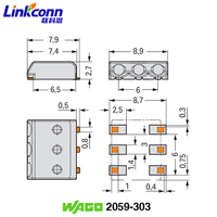 Conector de Terminal para PCB SMT, Bloques de Terminales de Montaje Superficial, Soldadura de Terminales de 3 mm, 2059-303, Conector Wagos Eléctrico