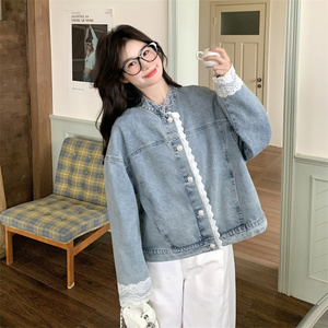 Manteau en jean matelassé et orné de dentelle haut de gamme pour <span class=keywords><strong>femme</strong></span>, idéal printemps-automne, style décontracté - Product Image 5