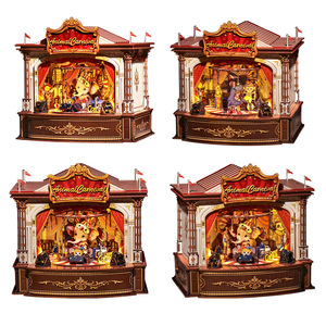 CuteBee Animal Carnival Music Box <b>Building</b> <b>Blocks</b> Miniature Model Creative Toy For Kids 8-13 Years - Product Image 1