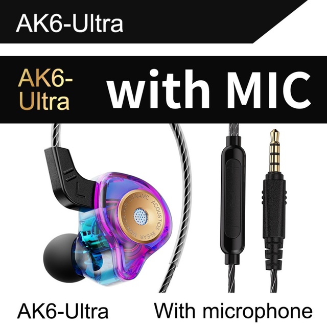 Original High-Quality Sound QKZ AK6 PLUS HiFi Wired Earphone Bass Stereo Headset Music Earbuds 3.5MM With Mic IPX5