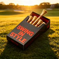 Support de simulateur de golf en caoutchouc durable pour tee en fibre de carbone, tee de golf personnalisé en bois ou bambou, faible MOQ, logo réglable