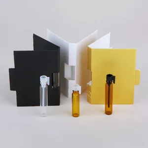 Mini 1ml 2ml Amber Clear Fragrant Bottle With Paper Card Fragrance Sample Tester Bottle Dropper Bottles