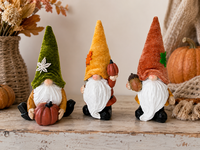 Set 3 Dekorasi Gnome Musim Gugur, Figur Gnome Labu Plush Buatan Tangan, Dekorasi Meja Rumah untuk Thanksgiving, Panen Musim Gugur, dan Natal