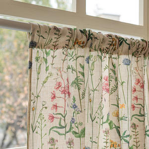 Rideaux de cuisine courts DaiRui à motif floral botanique et de fleurs sauvages, à œillets, filtrant la lumière avec franges, pour fenêtre de cuisine ou poêle - Product Image 2