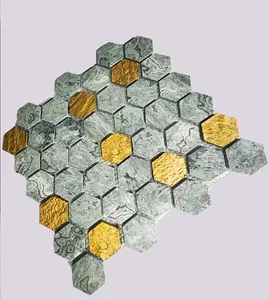 Carreau de mosaïque en résine de marbre de surface mate personnalisée en usine mosaïques hexagonales au design tendance pour la décoration