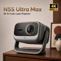 Projecteur DLP laser triple 4K JMGO N5S Ultra Max 6800 lumens avec zoom optique, haut-parleurs intégrés, portable, pour les entreprises et l'éducation, garantie 1 an