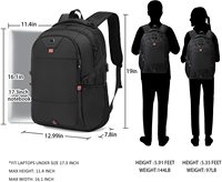 Sac à dos antivol fin en tissu Oxford imperméable pour ordinateur portable, avec fermeture éclair USB et motif lettres, idéal pour l'école, l'université et les voyages