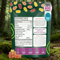 Gummies aux champignons pour adultes, marque privée OEM, stimulant cérébral, crinière de lion, reishi, shiitake, ashwagandha, soutien digestif et immunitaire