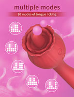 Vibrateur USB 2-en-1 à double tête en forme de rose, stimulateur de langue, masseur clitoridien étanche à 20 fréquences, sensation de toucher réel, sans bruit (50 dB)
