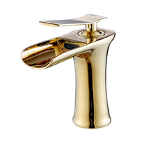 Robinet de lavabo moderne à montage sur pont, en laiton doré de luxe, à trou unique, avec noyau de valve en céramique, fonction de dosage, poignée unique