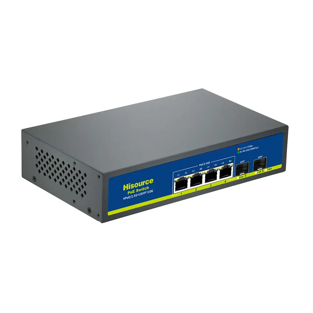2.5G PoE Switch 4 Port PoE IEEE802.3af/at 75W Built-in Power 2 x 10G SFP+ Fiber ,Plug & Play PoE Switch