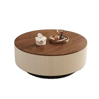 Ensemble de table basse ronde en bois de noyer de couleur crème de style italien pour la maison, au design moderne et luxueux.