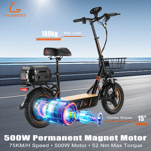 Scooter Eléctrico KUGOO C1 PRO+ con Maletero, 500W, 48V, 70KM de Autonomí<span class=keywords><strong>a</strong></span>, Scooter Eléctrico de 2 Ruedas para Adultos, Patineta Eléctrica - Product Image 4