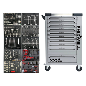 Gabinete de <span class=keywords><strong>Herramientas</strong></span> <span class=keywords><strong>con</strong></span> Juego de <span class=keywords><strong>Herramientas</strong></span> Manuales, Opciones <span class=keywords><strong>con</strong></span> <span class=keywords><strong>Ruedas</strong></span> Resistentes, Juego de Gabinete <span class=keywords><strong>con</strong></span> 10 Cajones, <span class=keywords><strong>Caja</strong></span> para Taller Mecánico - Product Image 1