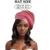 Ecowalson Afrcian Lady Head Wraps Boinas femeninas Turbante Nigeria Tocado Banquete DE BODA Gele Diamantes de lujo Turbante de boina en espiral