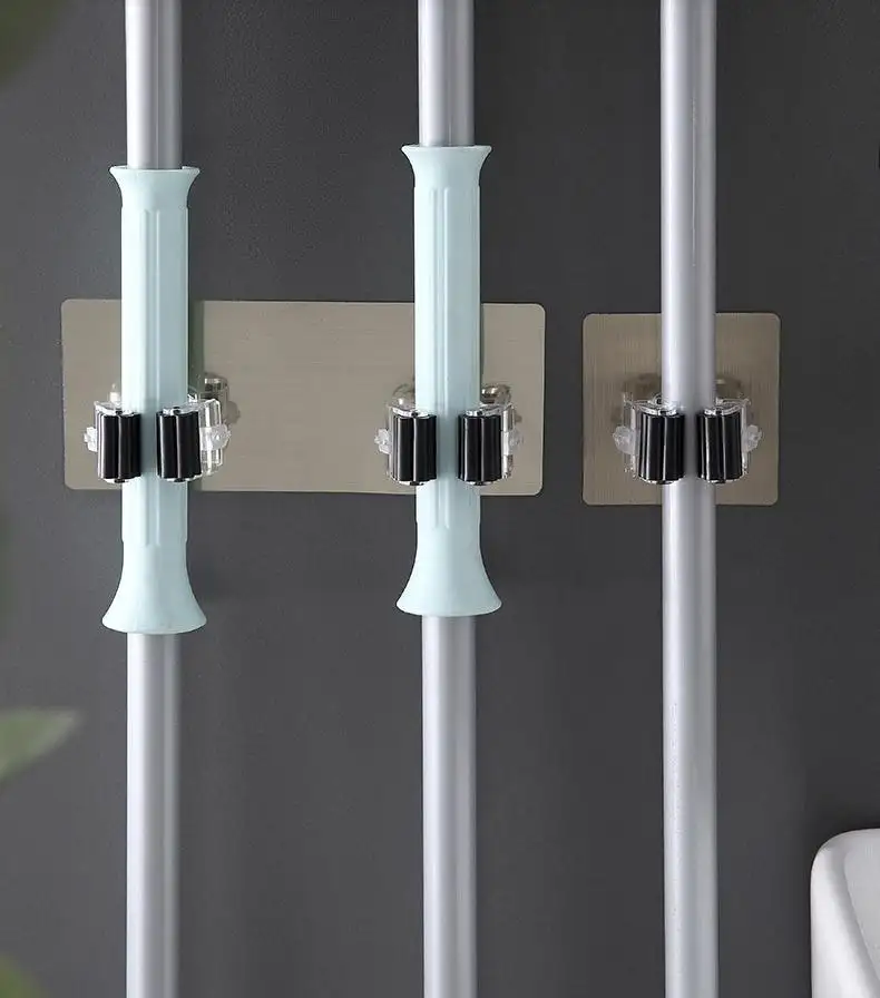 Zelfklevende Multifunctionele Haken Aan De Muur Gemonteerde Mop Clip Dweil Organizer Houder Rek Bezem Hanger Haak Keuken Badkamer Sterke Haken