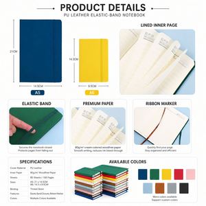 Carnet en cuir PU à marque privée A5 A6 avec élastique, couverture rigide, journal personnalisé, logo sur mesure, vente en gros, cadeau d'entreprise, fabricant OEM - Product Image 2
