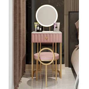 Moderne Metall-Schminktisch-Schminktisch-Design europäisches Schlafzimmermöbel Marmor-Schminktisch mit Led-Spiegel