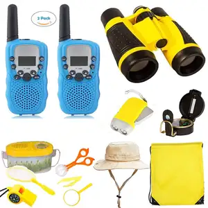 Outdoor Exploration Kit für Jungen und Mädchen, Walkie Talkies Fernglas Hut Taschenlampe Kompass und Kids Adventure Kit