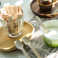Vente en gros mini cuillères en bois jetables pour crème glacée en bouleau de qualité alimentaire